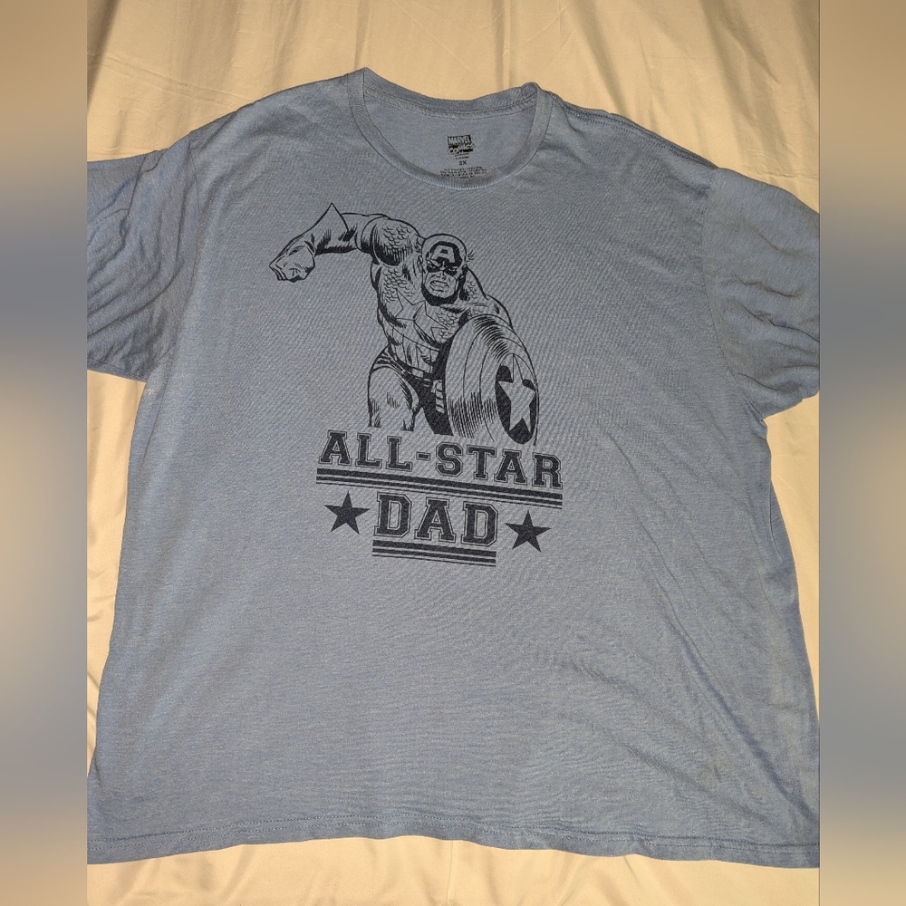 Marvel Comics Men's XXL‎ All-Star Dad Light Blue Short Sleeve Graphic T-shirt